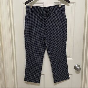 Women's Size 12 Anne Klein Pull On Stretch Capris Navy &‎ White Windowpane Plaid